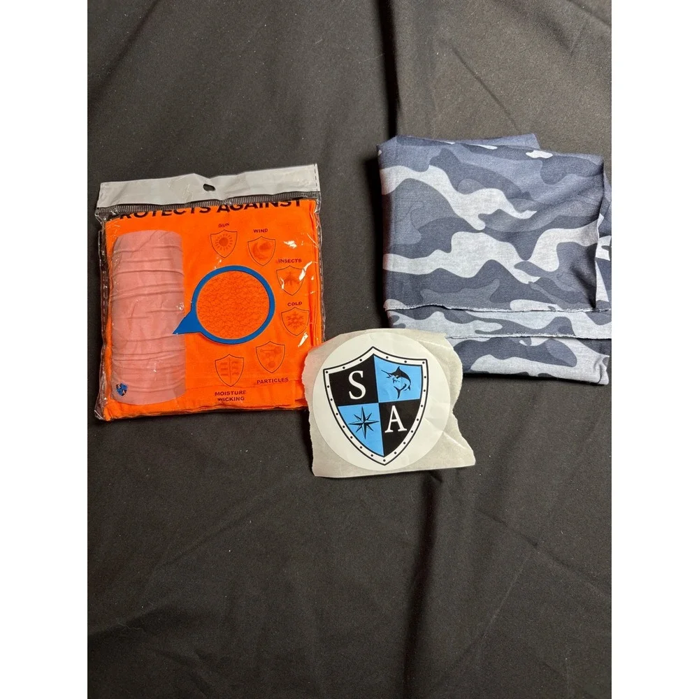 SA Co Face Shield 2 Pack Orange Camo Neck Gaiter Bandana Sun Protection Sticker